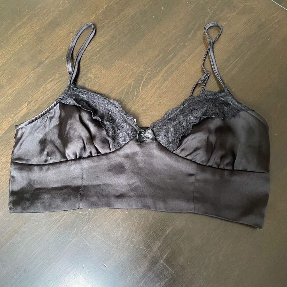 Garage Black Camisole Top with Lace Trim